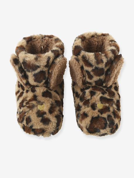 Chaussons montants enfant beige imprimé+rose 2 - vertbaudet enfant 