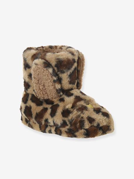 Chaussons montants enfant beige imprimé+rose 1 - vertbaudet enfant 