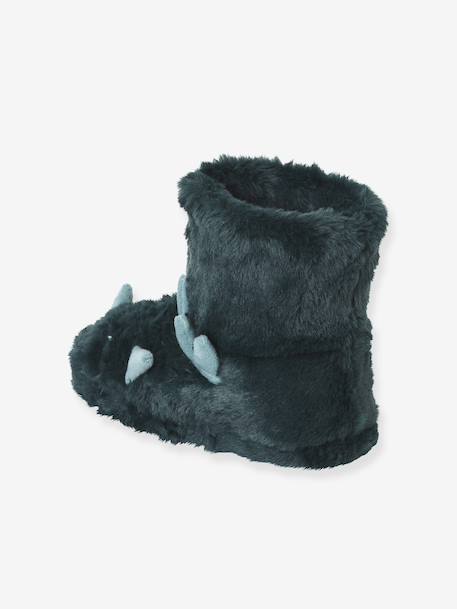 Chaussons montants fausse fourrure dinosaures enfant vert 4 - vertbaudet enfant 