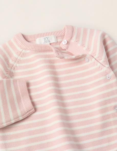 Ensemble en maille à rayures Bleu clair+Gris clair+Rose 11 - vertbaudet enfant 