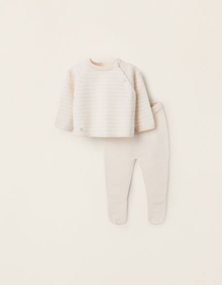 Ensemble en maille à rayures Bleu clair+Gris clair+Rose 5 - vertbaudet enfant 