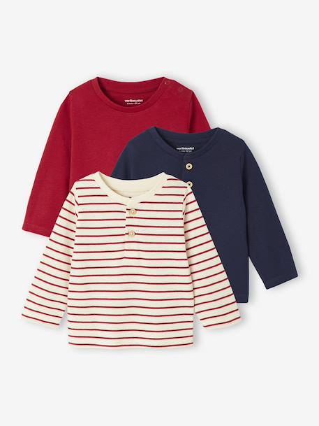 Lot de 3 tee-shirts bébé noix de pécan+rouge 8 - vertbaudet enfant 