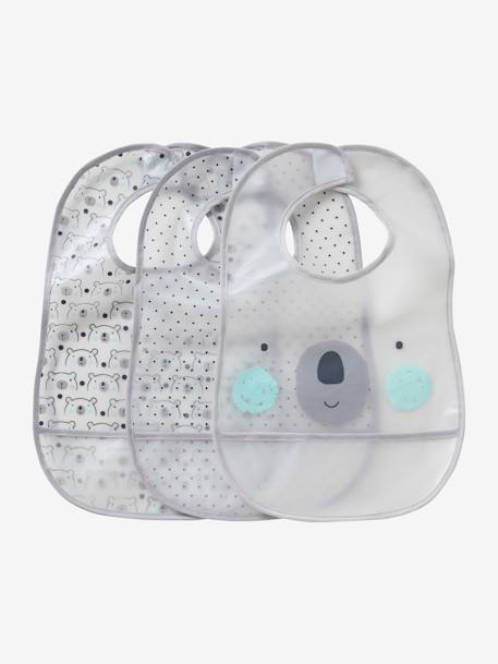 Lot de 3 bavoirs plastifiés avec récupérateur assortis ours 1 - vertbaudet enfant 
