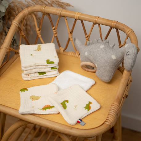 Lingettes bébé lavables en  coton 8 pièces stella Blanc+Bleu+Bleuet imprimé floral+Dinosaures, écru, vert+Écru+Eucalyptus, vert, gris+Gris clair+Melody, blanc imprimé minimaliste+Néo vintage imprimé floral, beige, blanc+Rouge+Safari, vert, gris, blanc+Sidonia, beige, écru, blanc 14 - vertbaudet enfant 