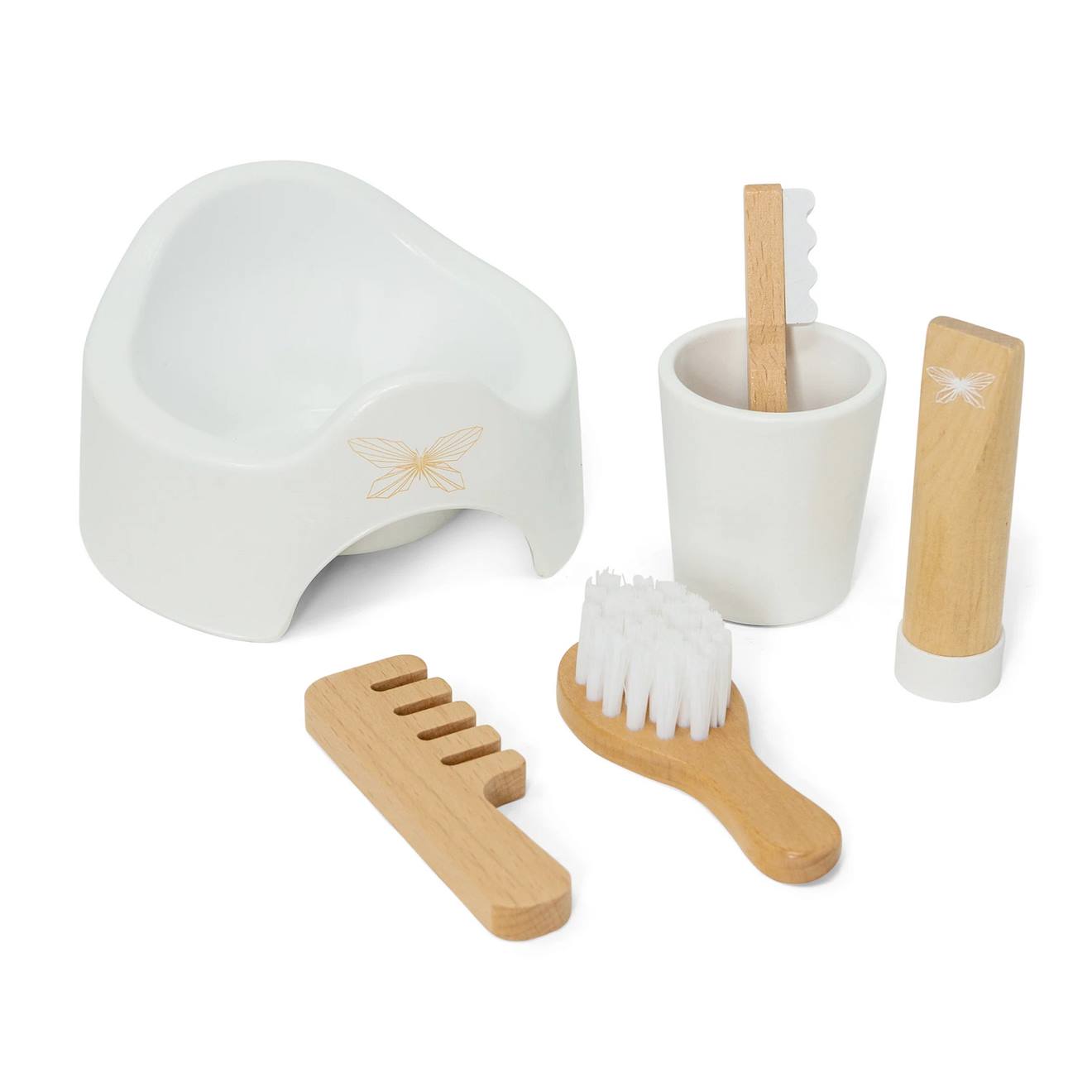 Mobilier Salle De Bain Pour Poupée Mannequin - 8 Pièces En Bois | Douche, Lavabo, Toilettes, Coiffeuse | Jeu D'imitation Dès 3 Ans - 9