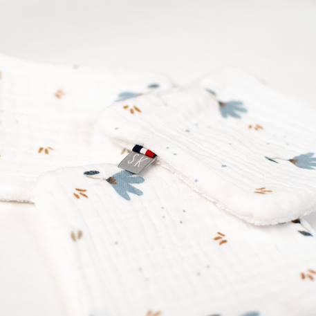 Lingettes bébé lavables en  coton 8 pièces stella Blanc+Bleu+Bleuet imprimé floral+Dinosaures, écru, vert+Écru+Eucalyptus, vert, gris+Gris clair+Melody, blanc imprimé minimaliste+Néo vintage imprimé floral, beige, blanc+Rouge+Safari, vert, gris, blanc+Sidonia, beige, écru, blanc 12 - vertbaudet enfant 