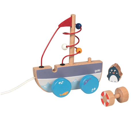 Bateau à tirer avec circuit de motricité Bleu 2 - vertbaudet enfant 