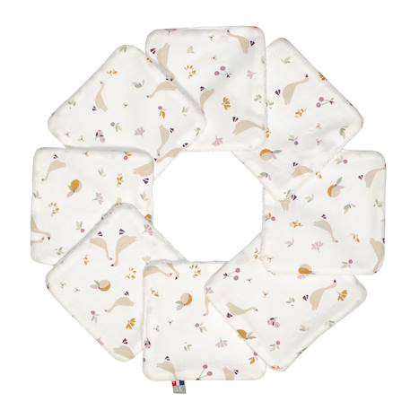 Lingettes bébé lavables en  coton 8 pièces stella Blanc+Bleu+Bleuet imprimé floral+Dinosaures, écru, vert+Écru+Eucalyptus, vert, gris+Gris clair+Melody, blanc imprimé minimaliste+Néo vintage imprimé floral, beige, blanc+Rouge+Safari, vert, gris, blanc+Sidonia, beige, écru, blanc 41 - vertbaudet enfant 