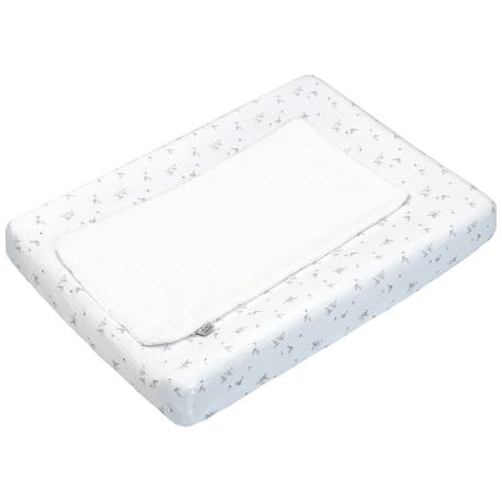 Set housse de matelas à langer et tapis de change Melody, blanc imprimé minimaliste+Safari, vert, gris, blanc+Sidonia, beige, écru, blanc 1 - vertbaudet enfant 
