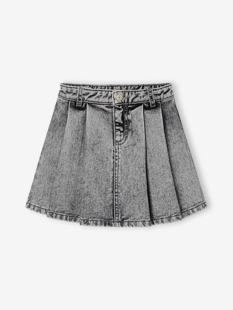 Jupe fille en jean plissée denim gris+stone 1 - vertbaudet enfant 