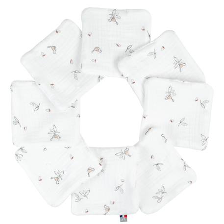 Lingettes bébé lavables en  coton 8 pièces stella Blanc+Bleu+Bleuet imprimé floral+Dinosaures, écru, vert+Écru+Eucalyptus, vert, gris+Gris clair+Melody, blanc imprimé minimaliste+Néo vintage imprimé floral, beige, blanc+Rouge+Safari, vert, gris, blanc+Sidonia, beige, écru, blanc 25 - vertbaudet enfant 