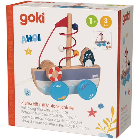 Bateau à tirer avec circuit de motricité Bleu 3 - vertbaudet enfant 