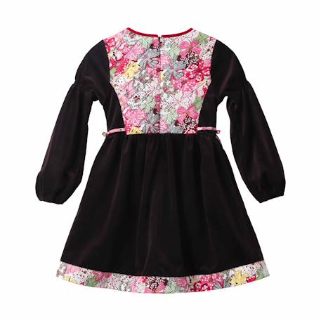 Robe fleurie   et velours   margot Marron rouge 4 - vertbaudet enfant 