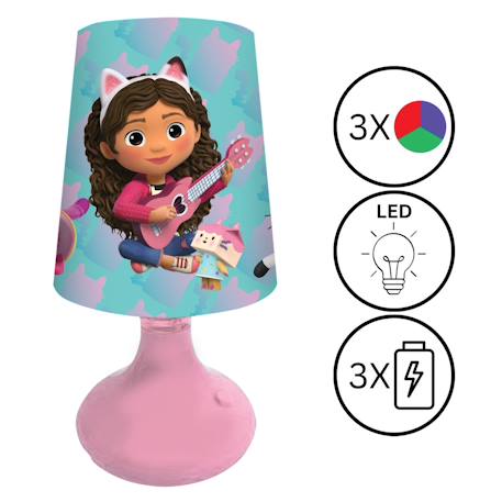 Mini lampe de chevet veilleuse sans fil gabby et la maison magique Rose 1 - vertbaudet enfant 
