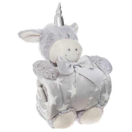 Plaid peluche - licorne Gris 1 - vertbaudet enfant 
