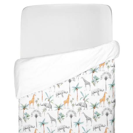Housse de couette réversible pour enfant safari Safari, vert, gris, blanc 1 - vertbaudet enfant 