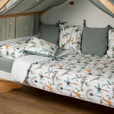 Housse de couette réversible pour enfant safari Safari, vert, gris, blanc 3 - vertbaudet enfant 