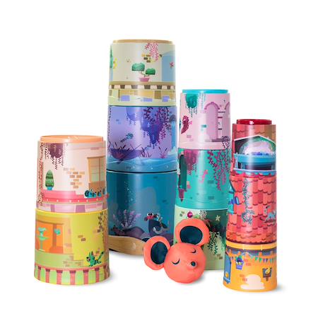 Cubes empilables mystery castle Orange 3 - vertbaudet enfant 