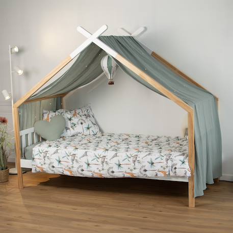 Housse de couette réversible pour enfant safari Safari, vert, gris, blanc 2 - vertbaudet enfant 