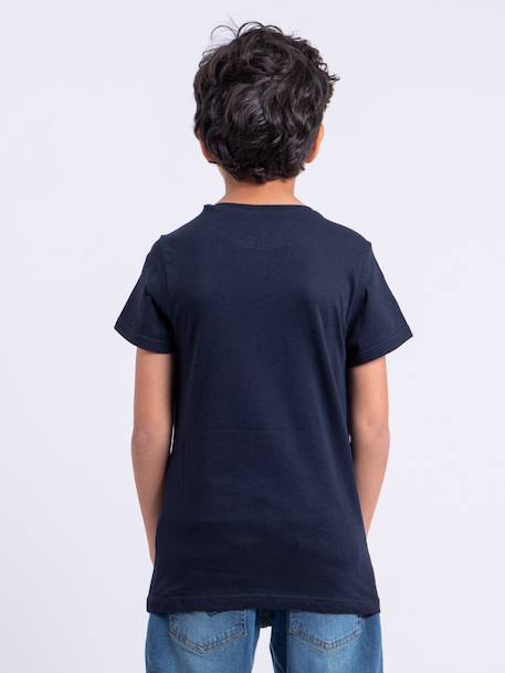 T-shirt manches courtes col rond pur coton numilan garçon Bleu marine 2 - vertbaudet enfant 