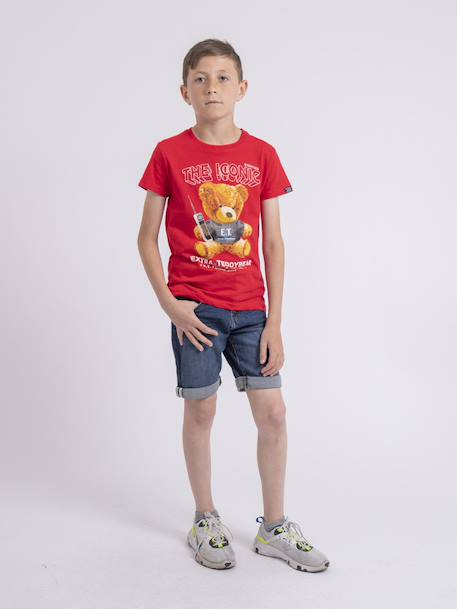 T-shirt col rond pur coton neverso garçon Bleu marine+Kaki+Rouge 12 - vertbaudet enfant 