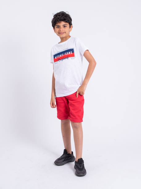 T-shirt manches courtes col rond pur coton nomary garçon Blanc+Jaune+Rouge 4 - vertbaudet enfant 