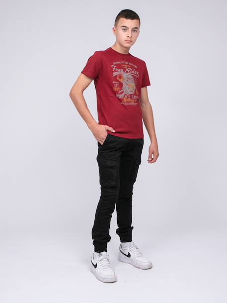 T-shirt col rond pur coton jordy garçon Bordeaux+Gris foncé+Kaki 4 - vertbaudet enfant 