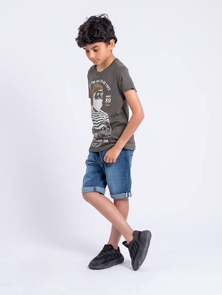 T-shirt manches courtes col rond pur coton nuplaton garçon Bleu marine+Gris clair+Kaki 12 - vertbaudet enfant 