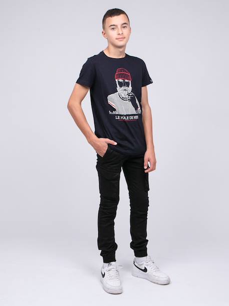 T-shirt col rond pur coton japing garçon Bleu marine+Gris chiné 4 - vertbaudet enfant 