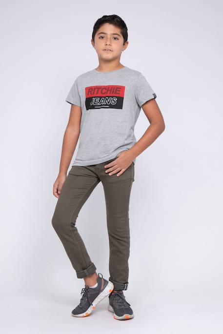 T-shirt col rond pur coton jadamix garçon Gris+Kaki+Noir 4 - vertbaudet enfant 