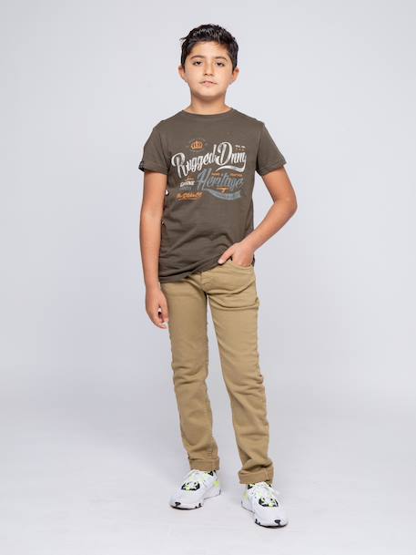 T-shirt col rond pur coton niloman garçon Blanc+Kaki 8 - vertbaudet enfant 
