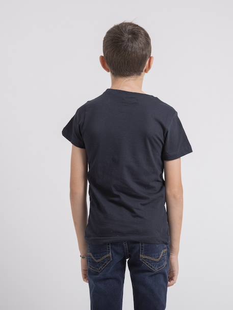 T-shirt col rond pur coton jardin garçon Bleu marine+Gris+Noir 2 - vertbaudet enfant 