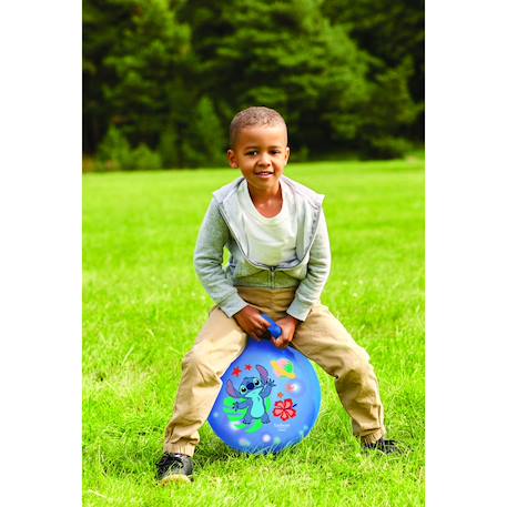 Balle sauteuse gonflable electronique Stitch 45cm, avec billes lumineuses colorées intégrées, pompe manuelle incluse Bleu 6 - vertbaudet enfant 