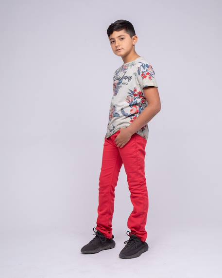 T-shirt col rond pur coton motifs nalko garçon Beige+Kaki 4 - vertbaudet enfant 