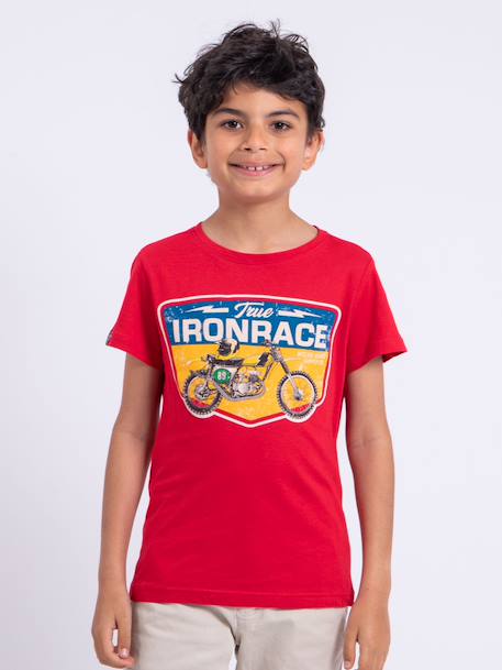 T-shirt manches courtes col rond pur coton nabojan garçon Noir+Rouge 5 - vertbaudet enfant 