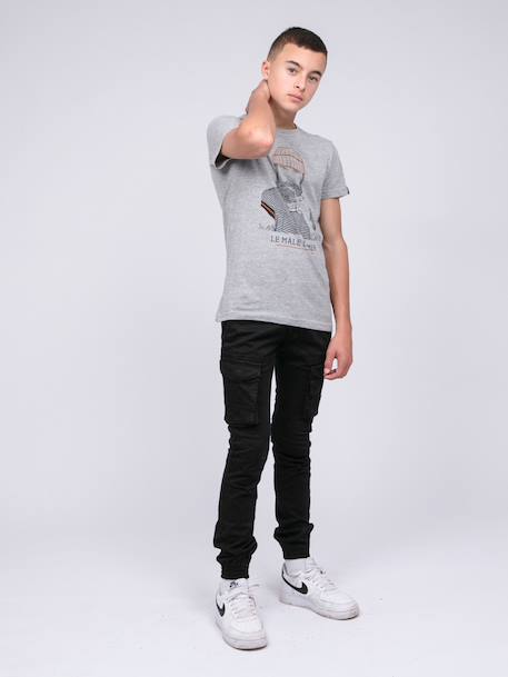 T-shirt col rond pur coton japing garçon Bleu marine+Gris chiné 8 - vertbaudet enfant 