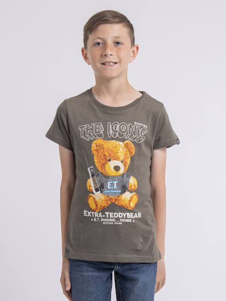 T-shirt col rond pur coton neverso garçon Bleu marine+Kaki+Rouge 5 - vertbaudet enfant 