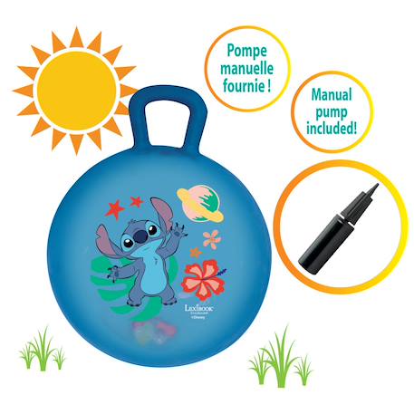 Balle sauteuse gonflable electronique Stitch 45cm, avec billes lumineuses colorées intégrées, pompe manuelle incluse Bleu 2 - vertbaudet enfant 