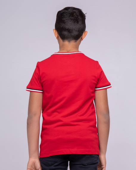 T-shirt col rond pur coton nobiwone garçon Gris chine+Rouge 6 - vertbaudet enfant 