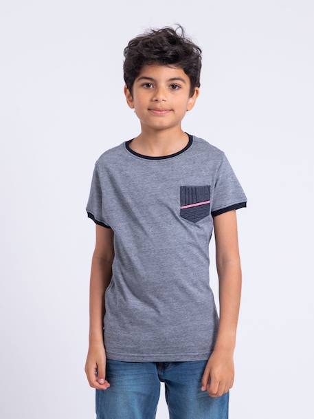 T-shirt manches courtes col rond pur coton nabastil garçon Bleu marine 1 - vertbaudet enfant 