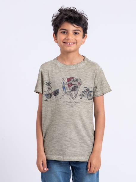 T-shirt manches courtes col rond pur coton noumarty garçon Beige+Gris 1 - vertbaudet enfant 