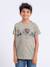 T-shirt manches courtes col rond pur coton noumarty garçon Beige+Gris 1 - vertbaudet enfant 