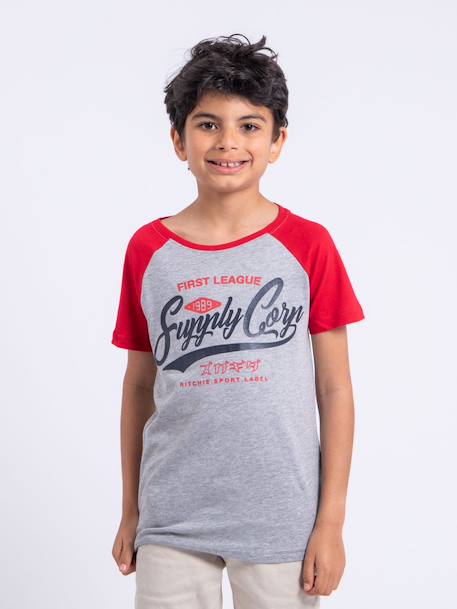 T-shirt manches courtes col rond pur coton nechin garçon Bleu marine+Rouge+Vert 5 - vertbaudet enfant 
