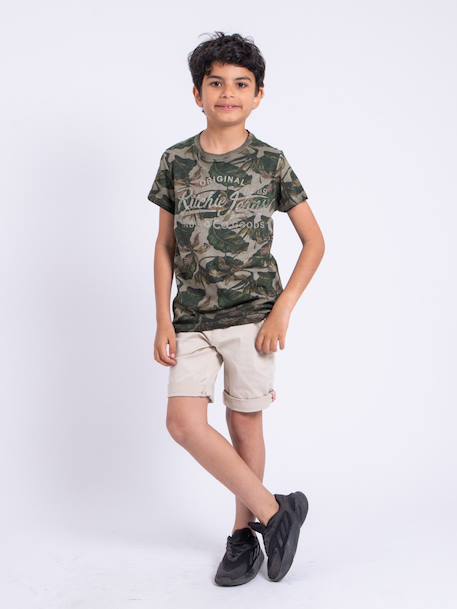 T-shirt manches courtes col rond pur coton niramax garçon Beige+Corail+Kaki 12 - vertbaudet enfant 