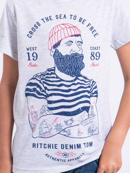 T-shirt manches courtes col rond pur coton nuplaton garçon Bleu marine+Gris clair+Kaki 3 - vertbaudet enfant 