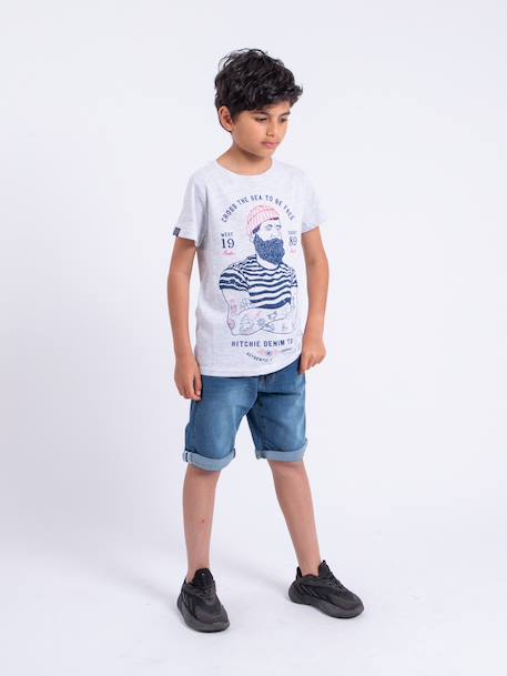 T-shirt manches courtes col rond pur coton nuplaton garçon Bleu marine+Gris clair+Kaki 4 - vertbaudet enfant 