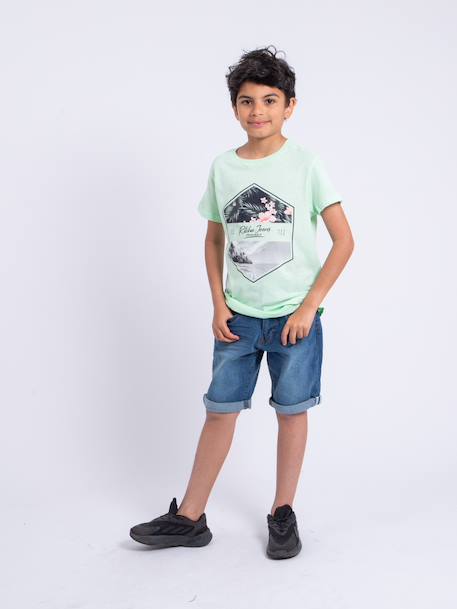 T-shirt manches courtes col rond pur coton numadoc garçon Jaune+Vert 8 - vertbaudet enfant 