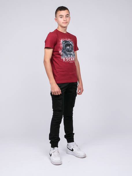 T-shirt col rond pur coton jooster garçon Bordeaux+Kaki 4 - vertbaudet enfant 