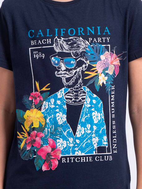 T-shirt manches courtes col rond pur coton numilan garçon Bleu marine 3 - vertbaudet enfant 
