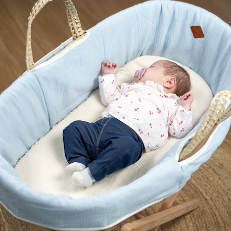 Drap housse couffin ovale en gaze de coton jeanne Beige+Blanc+Blanc à pois or+Bleu+Camel+Écru+Gris clair+Ivoire+Rose+Terracotta+Vert de gris 27 - vertbaudet enfant 